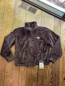 Women's The North Face OSITO LUX Soft Sweater Fleece Jacket Full Zip Brown Large - Picture 1 of 6