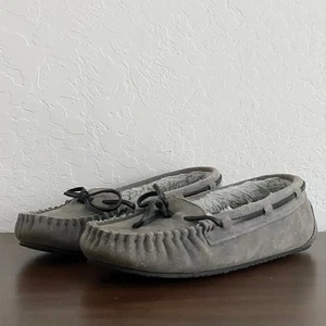 Zapatillas Mocasín Minnetonka Mujer 10 Gris Gamuza Sin Cordones Piel Sintética Acogedor Salón - Imagen 1 de 9