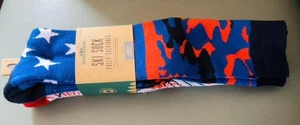 Northeast Outfitters Men Ski Socks 2 Pr. Americana Blue NEW SIze Large Shoe 8-13 - Picture 1 of 4