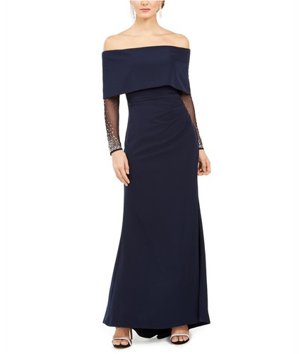 VETEMENTS Abito vestito donna Vince Camuto impreziosito spalle scoperte blu navy 4