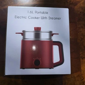 Olla eléctrica caliente con vaporera 1,6 L roja - Imagen 1 de 3