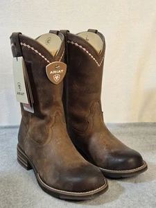 Ariat Unbridled Roper Para Mujer 8.5 Marrón Cuero Botas Vaquero Western Rodeo Rosa - Imagen 1 de 13