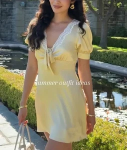 Vestido de seda REFORMATION Avin amarillo talla 8 original $278 Nuevo con etiquetas - Imagen 1 de 7