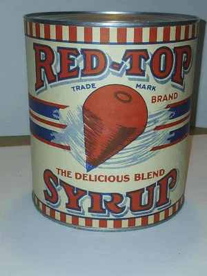 Rare Vintage Original 1920s 9Lb RED TOP Brand Syrup Paper Label On New Can  - Image 1 of 4