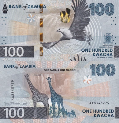 Zambia 100 Kwacha 2024 2025 P New Issue UNC AA First Prefix - Image 1 of 3