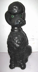 Vintage 70's  18 inch Black Poodle dog blow mold with green eyes lawn ornament - Picture 1 of 2