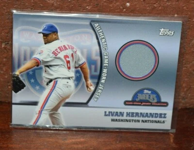 2005 TOPPS GAME-USED BASEBALL MEMORABILIA LIVAN HERNANDEZ WASHINGTON NATIONALS - Image 1 of 2