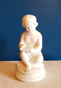 Statue Leseputte kleine Figur H 17 cm Figur Steinguss Putte mit Buch Steinfigur - Bild 1 von 4