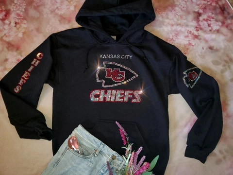 New Kansas City Chiefs Hoodie Rhinestone Pullover Hoodie Sz Small - 5X Cover