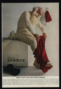 1961 MAYO SPRUCE Thermal Clothing - Santa Claus - Christmas - VINTAGE AD - Picture 1 of 1