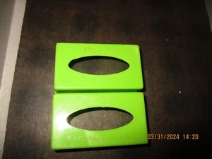 2 PC LOT VINTAGE Miniature Doll Merry Facial Tissue Plastic Over Cover GREEN - Picture 1 of 5