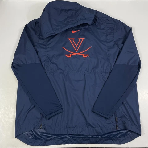 Virginia Cavaliers Jacket Men 2XL XXL Blue Nike Dri-Fit Center Swoosh Hooded Gym Cover