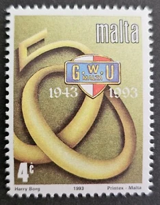 Malta 1993 GENERAL WORKERS UNION 50th ANNIVERSARY. MNH - Picture 1 of 1