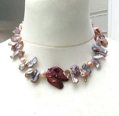 Keshi Perlen Kette Perlen Kette Keshi Natur Perlen Coin Perlen Unikat Kette 5400 - Bild 1 von 4