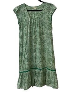MATA TRADERS Dress Size M Midi Tiered Ruffle Short Sleeve Green Scoop Neck Boho - Picture 1 of 8
