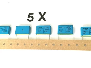 4700pF, 4,7nF,  1600V-, 650V~, 10%, RM 22,5, WIMA, FKP1T014705D00KSSD, 5 Stück - Bild 1 von 3