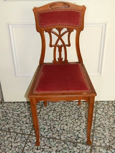 Eleganter filigraner Jugendstil - Stuhl Nussbaum - Bild 1 von 14