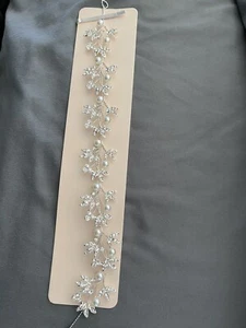 New Bendable Bridal Wedding Metal Sparkle Headpiece/Headband With Pearls - Picture 1 of 4