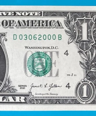 March 6, 2000 / 3 June 2000 : D 03062000 B BIRTHDAY Note $1 One Dollar Bill*UNC* - Image 1 of 3