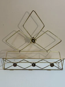 Vintage Brass MCM Atomic Diamond Wall Planter Bracket Letter Holder 13" - Picture 1 of 7