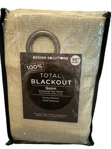 Design Solutions 100% Blackout Quinn Grommet Lined Curtain Panel Cream 50" x 95” - Picture 1 of 2