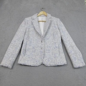 J Crew Blazer Giacca Donna 6 Bianco Blu Tweed Trendy Classico Sartoriale Corpcore - Foto 1 di 22