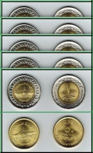 Egypt 5 x 2 Pcs Coin Set, 50 Piastres 1 Pound 2015, UNC,Comm.SUEZ CANAL,BIMETAL - Picture 1 of 4