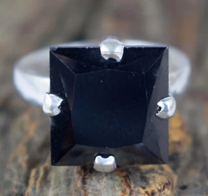 12.02 Ct Black Square Diamond Solitaire Certified Men's Ring Father's Day Offer - Picture 1 of 7