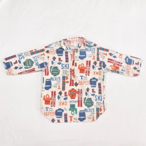 Vintage Amy Peters Girl's Half Button Shirt Aspen, Ski Graphic Print Size 10 - Picture 1 of 6