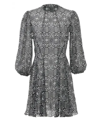 $479 DEREK LAM 4 Dress Black Gray Silk Kaleidoscope Print 3/4 Sleeve Party EUC! - Image 1 of 4