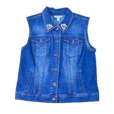 Chaleco vaquero vaquero de mujer Style And Co talla L bolsillos con tachuelas  Foto 1 de 3