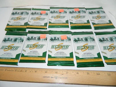 AS IS 2007 SCORE football NFL CARDS 10 PACK LOT 7 cards per NEW sealed autos - Image 1 of 4