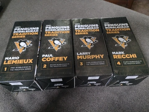 SET OF 4 - 1991 Pittsburgh Penguins Tradition Series Bobblehead Lemieux Coffey Cover