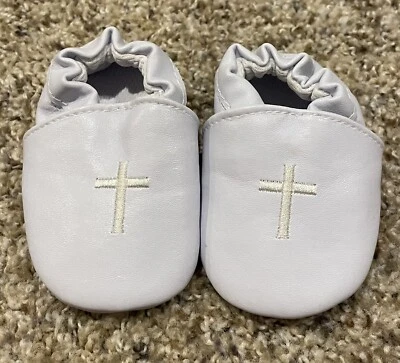 Infant Baptism DLB Christening Leather Crib Shoes With Cross 6-12 Months Blue - Image 1 of 4