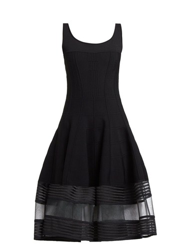 Abito midi Alexander McQueen nero con pannelli lavorati a maglia taglia S