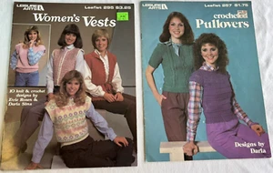 LOT 2 KNIT & CROCHET WOMEN'S VEST & PULLOVERS BOOKLETS PROJECTS FASHIONS - Imagen 1 de 2