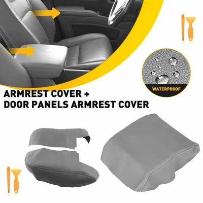 Panel de puerta gris y consola cubierta de reposabrazos de cuero para Honda Ridgeline 2006-2014 Foto 1 de 4