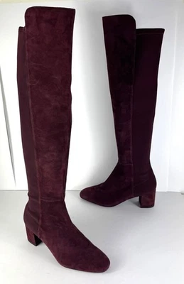 NEW! Stuart Weitzman Boots Gillian Knee High Suede Heeled Burgundy US 9 - Image 1 of 4