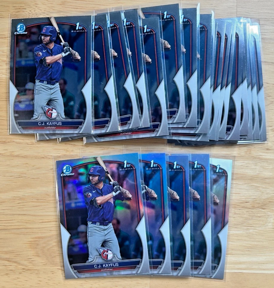 Lot (23) 2023 Bowman Draft (18) Chrome C.J. Kayfus 1st (5) Refractor #BDC101 CLE - Image 1 of 1