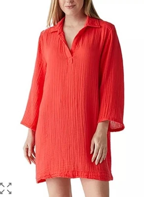 Michael Stars Women’s Kini Collared Tunic Dress Sz XS Pink gauze cotton cover-up - Image 1 of 4