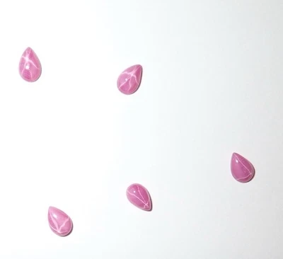 Opaque Star Ruby Pear 6x4 mm Cabochon 6 Rayed Lab-created Stone 10 pieces Lot - Image 1 of 4