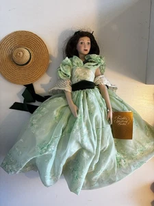 Franklin Heirloom Scarlett O’Hara Doll 1985 Gone with the Wind Green Dress Hat - Picture 1 of 8