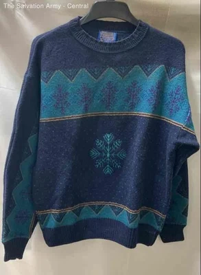 Pendleton Mens Blue Snowflake Virgin Wool Long Sleeve Pullover Sweater Size L - Image 1 of 4