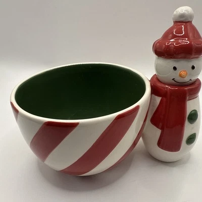 Tigela de mergulho boneco de neve com tema de Natal com uma faca espalhadora - Imagem 1 de 4