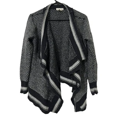 Kenaf 女式开衫毛衣灰色黑色羊毛混纺大号 — 第 1/4 张图片