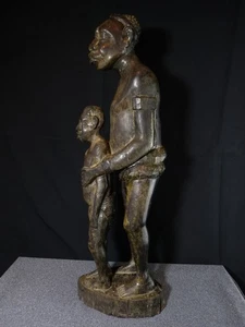 African Man Sculpture Carved Ebony Wood Statue Central Africa - Picture 1 of 24