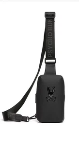 Psycho Bunny - Herren Umhängetasche gummiert SCHWARZ - Bild 1 von 5