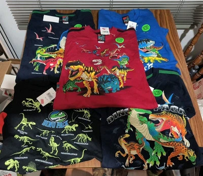 5 Vintage Youth Dino Pack Glow In The Dark Long Sleeve T-shirt 4/5 & 6/7 Sizes - Image 1 of 4