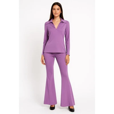 Y2K Vintage Lavender Bell Bottom Pantsuit – Manning Silver Disco Set XS/S - Image 1 of 4