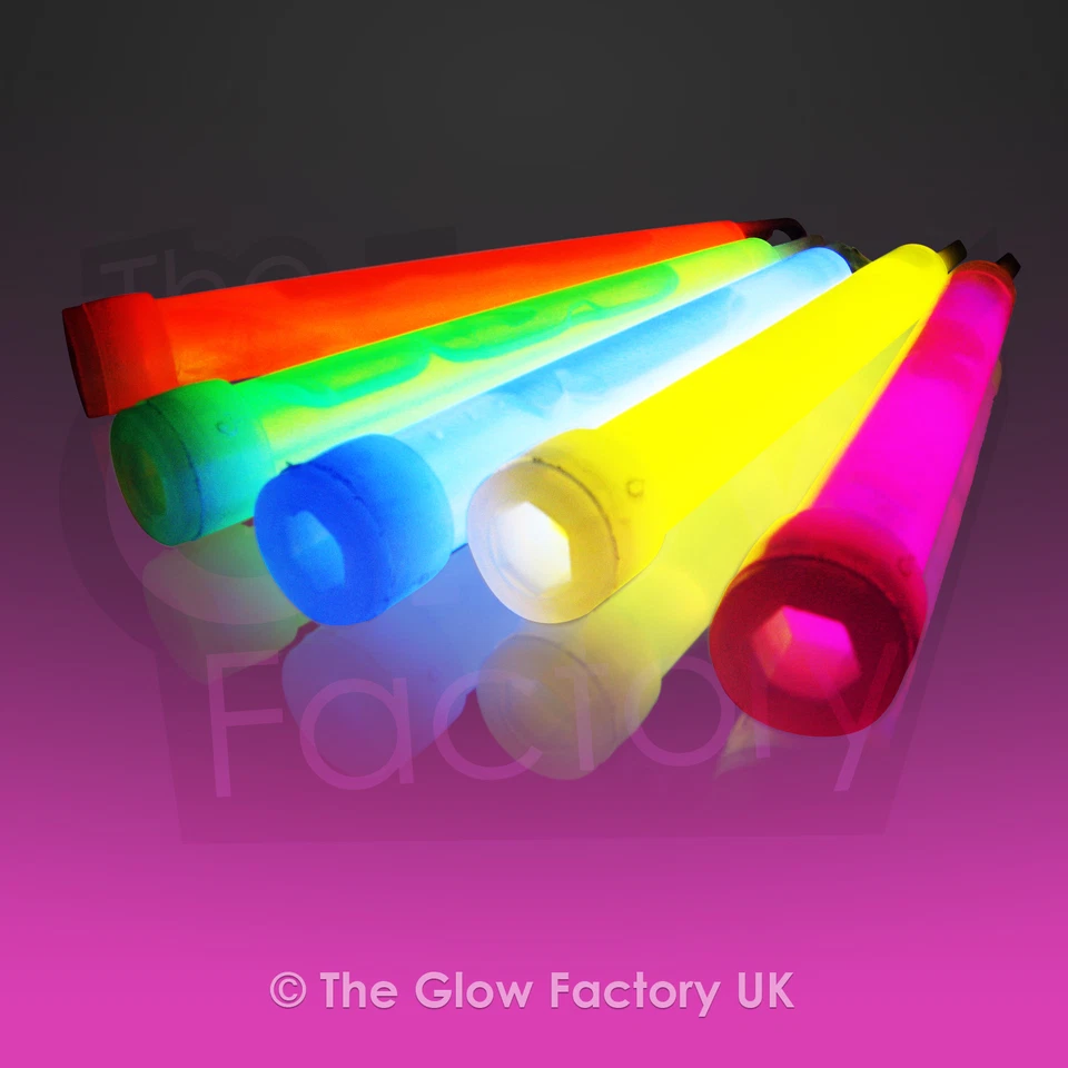 GLOW FACTORY 6” inch Glow Sticks Free Lanyards. Single Wrapped Glowsticks. Top Quality Glo